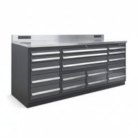 Industrial Workbench Built for Heavy-Duty Use, 17 Drawers, 5000 lb Capacity, Powder-Coated Steel Finish