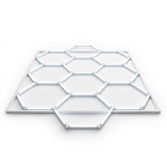 Triangle LED Garage Light - 71 Pack Hexagonal Lights, 710W 78100LM Super Bright Garage Ceiling Lights, Larger Size Honeycomb Light for Warehouse Workshop Gym Basement Car Care Wash Room — Studio Shot
