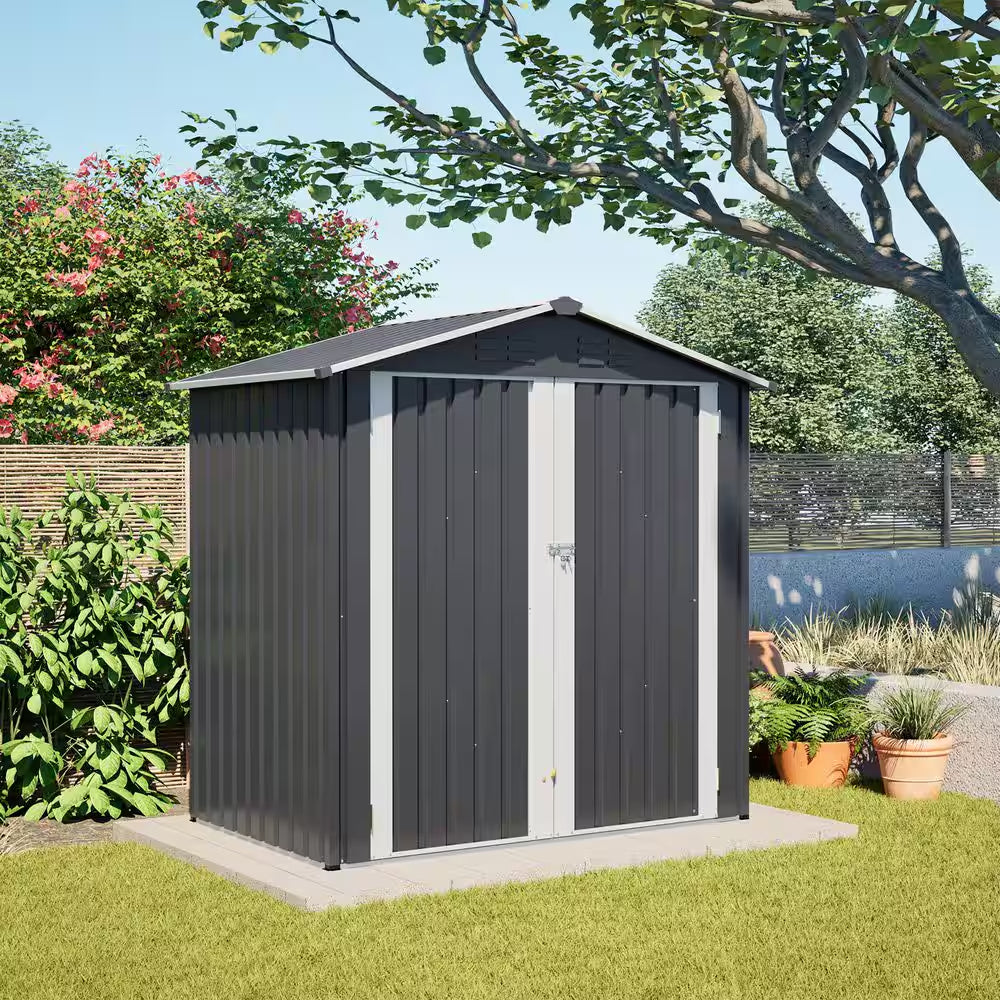 6 Ft. W X 4 Ft. D Metal Shed with Lockable Door, Outdoor Storage Shed (24 Sq. Ft.)
