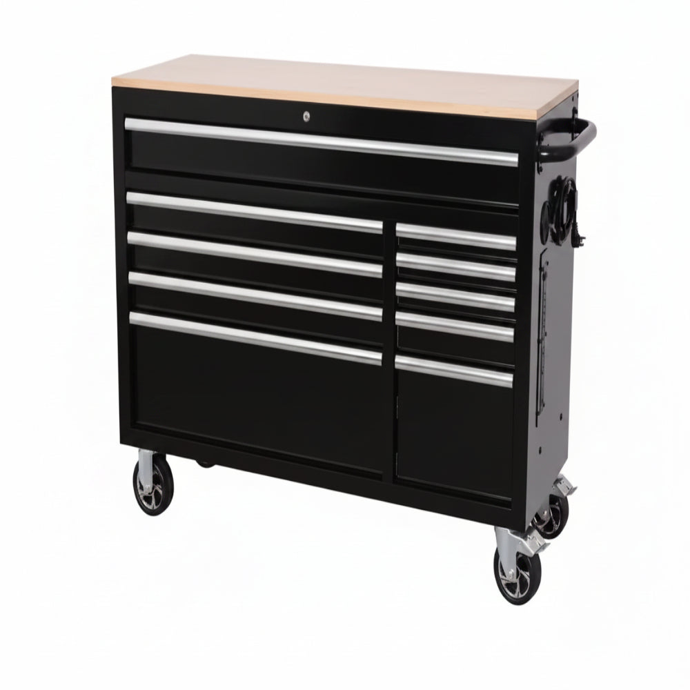 Modular Tool Storage 52 In. W Standard Duty Black Mobile Workbench Cabinet with 8-Drawer Top Tool Chest