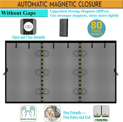 Magnetic Garage Door Screen 16X12Ft for 2 3 Car, Doors Durable Fiberglass Heavy Duty Mesh Magnetic Net, Pets Friendly Retractable for Carport Garage Patio Porch (Black, 16X12Ft)