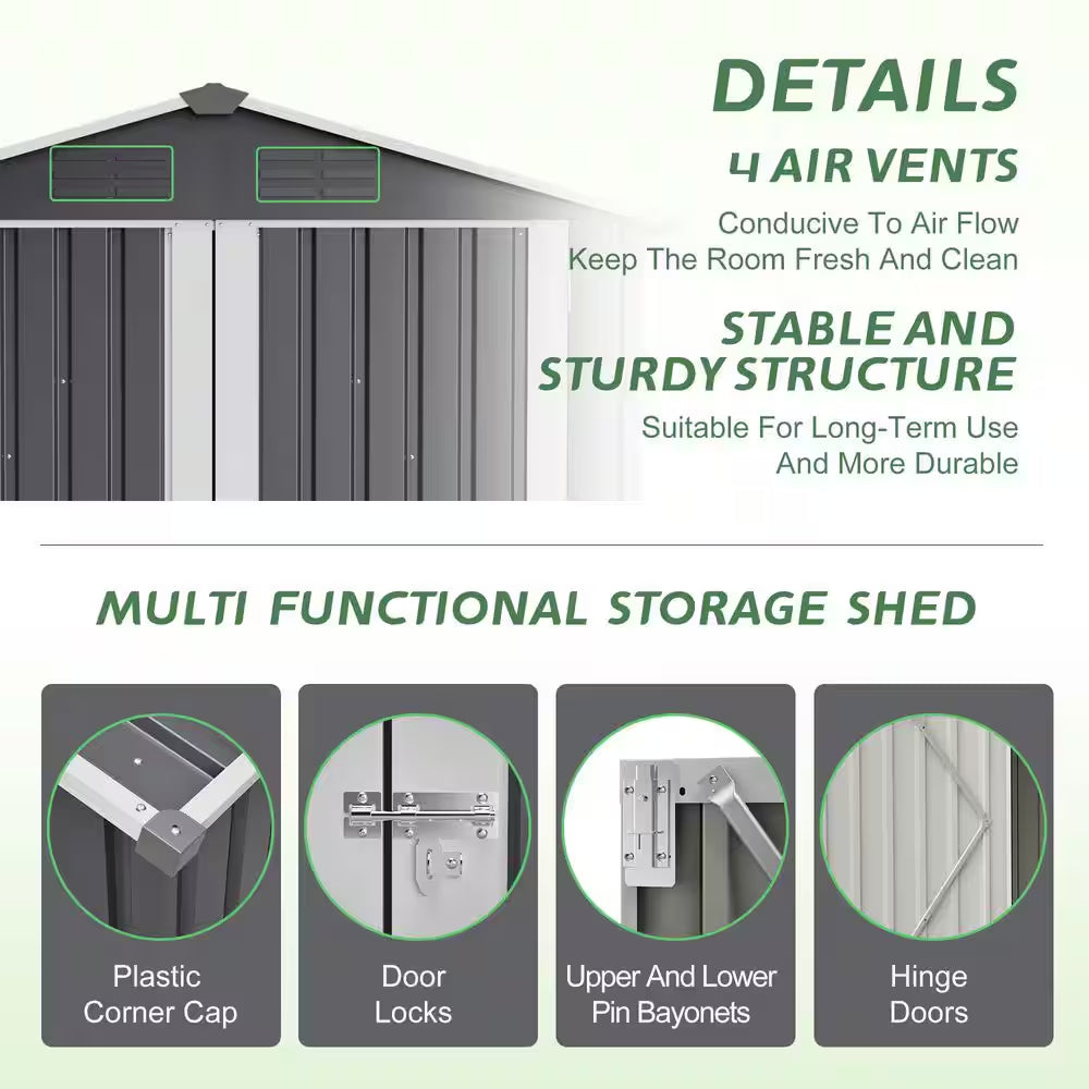 6 Ft. W X 4 Ft. D Metal Shed with Lockable Door, Outdoor Storage Shed (24 Sq. Ft.)