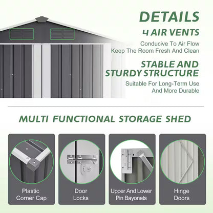 6 Ft. W X 4 Ft. D Metal Shed with Lockable Door, Outdoor Storage Shed (24 Sq. Ft.)
