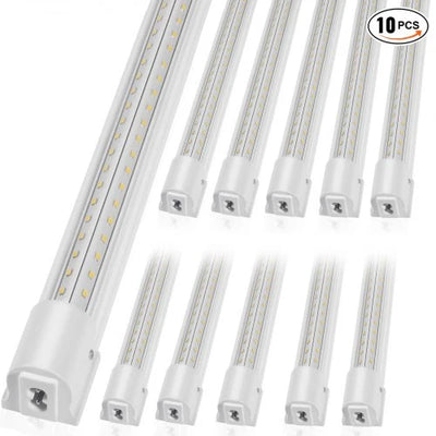 10 Pack LED Shop Light, 8 FT, 80W Linkable Shop Light Fixture, 10000 LM Ceiling Lights 59 in Power Cords with ON/OFF Switch 48 in Connector Cables, for Garage Warehouse Home Workkshop and Office