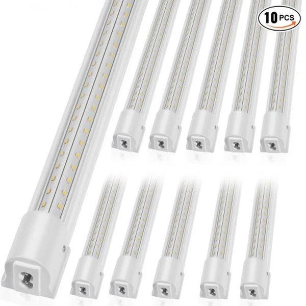 10 Pack LED Shop Light, 8 FT, 80W Linkable Shop Light Fixture, 10000 LM Ceiling Lights 59 in Power Cords with ON/OFF Switch 48 in Connector Cables, for Garage Warehouse Home Workkshop and Office