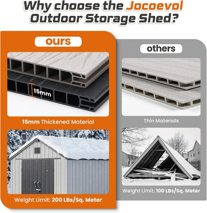 Outdoor Storage Shed, 8X15Ft Resin Shed with Floor & Windows, Thickened Heavy Duty All-Weather Garden Tool Shed for Backyard, Patio, Lawn, Gray