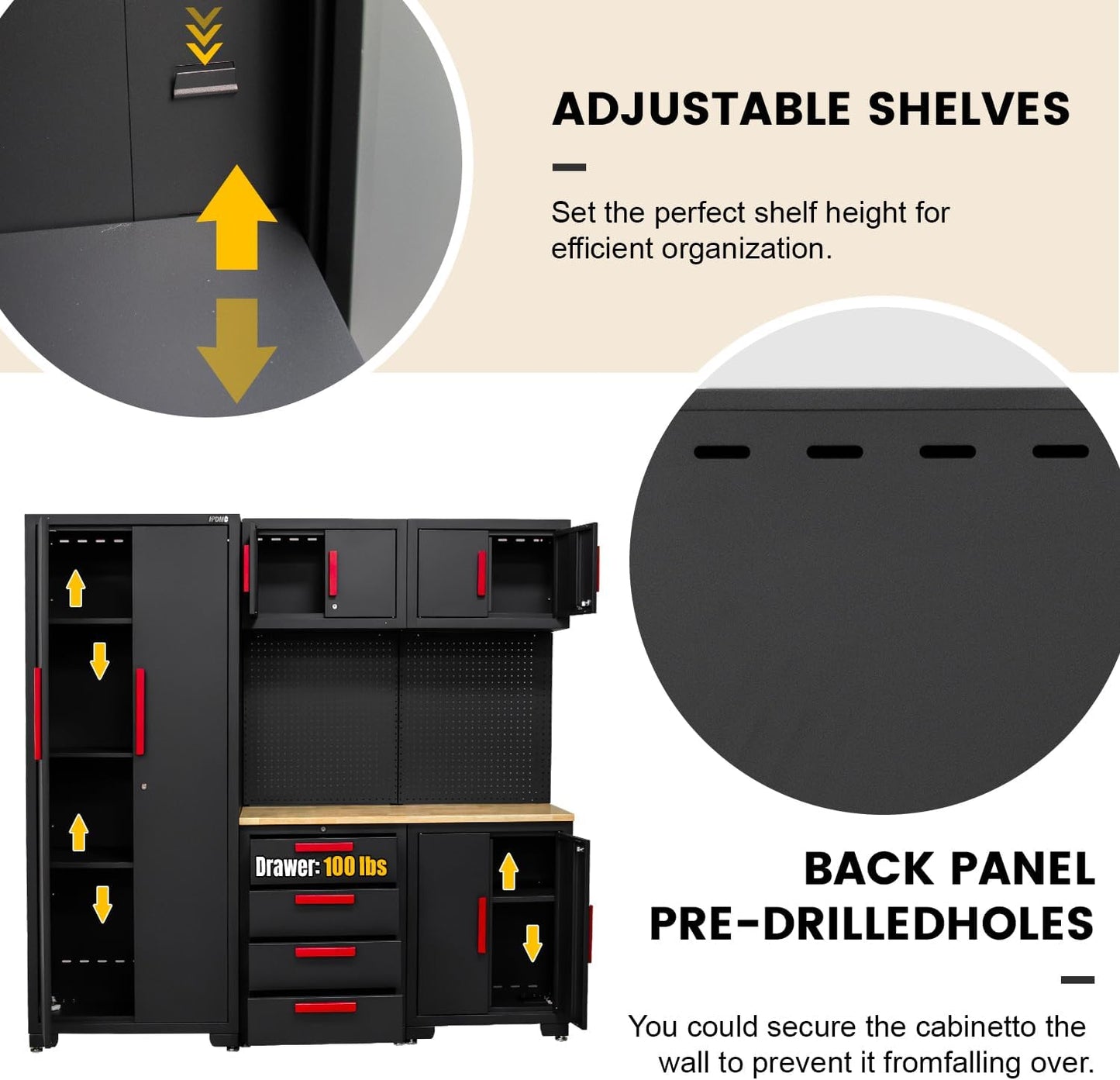 Garage Storage Cabinet System - 2 * 6-Pcs Workshop Set
