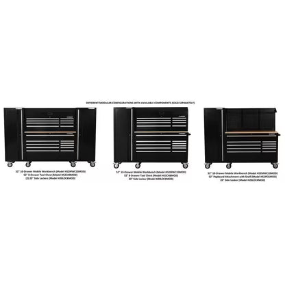Modular Tool Storage 52 In. W X 16 In. D Standard Duty Black Top Tool Chest