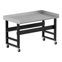 60-In W X 34.375-In H Rolling Powder Coated Finish Stainless Steel Adjustable Height Work Bench