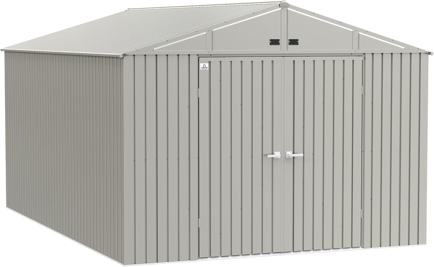 Shed Elite 10' X 14' Tall Outdoor Steel Storage Shed with High Gable and Lockable Doors Storage Building, Cool Grey