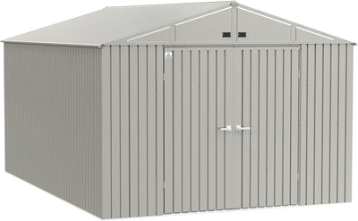 Shed Elite 10' X 14' Tall Outdoor Steel Storage Shed with High Gable and Lockable Doors Storage Building, Cool Grey