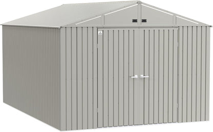 Shed Elite 10' X 14' Tall Outdoor Steel Storage Shed with High Gable and Lockable Doors Storage Building, Cool Grey