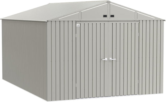 Shed Elite 10' X 14' Tall Outdoor Steel Storage Shed with High Gable and Lockable Doors Storage Building, Cool Grey