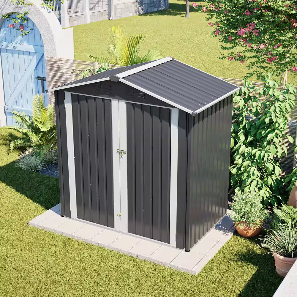 6 Ft. W X 4 Ft. D Metal Shed with Lockable Door, Outdoor Storage Shed (24 Sq. Ft.)