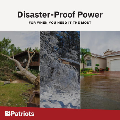 Patriot Power Generator - Fume-Free, Silent & Safe Lithium-Iron-Phosphate Battery - 100-Watt Solar Panel Included- Reliable Power Source during an Outage - Quiet and Portable - 2,500 + Lifecycles