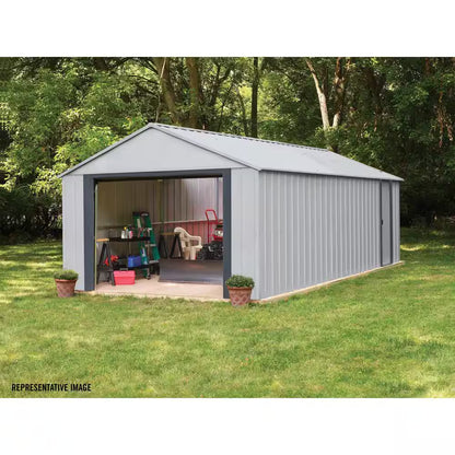 Murry Hill 12 Ft. W X 17 Ft. D 2-Tone Gray Steel Garage and Storage Building with Side Door and High-Gable Roof