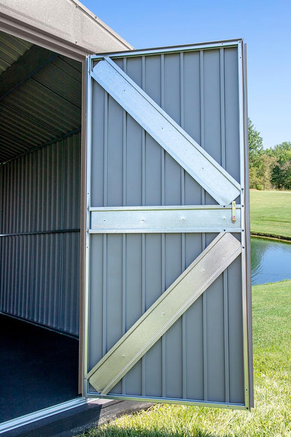 Shed Elite 10' X 14' Tall Outdoor Steel Storage Shed with High Gable and Lockable Doors Storage Building, Cool Grey