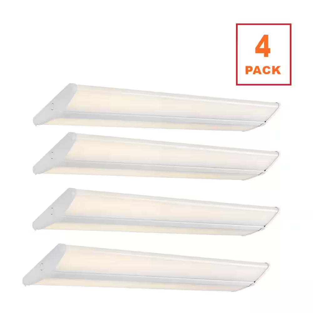 4-Pack 4 Ft. 7500 Lumens LED Wraparound Light Fixture 65W 120-277V Bright White 4000K Dimmable Garage Lighting