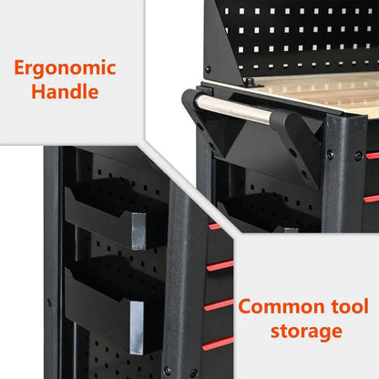 68.5 In. D X 19 In. W 7+12 Drawers Heavy Duty Black and Red Metal Rolling Tool Chest Combo for Workshops and Labs