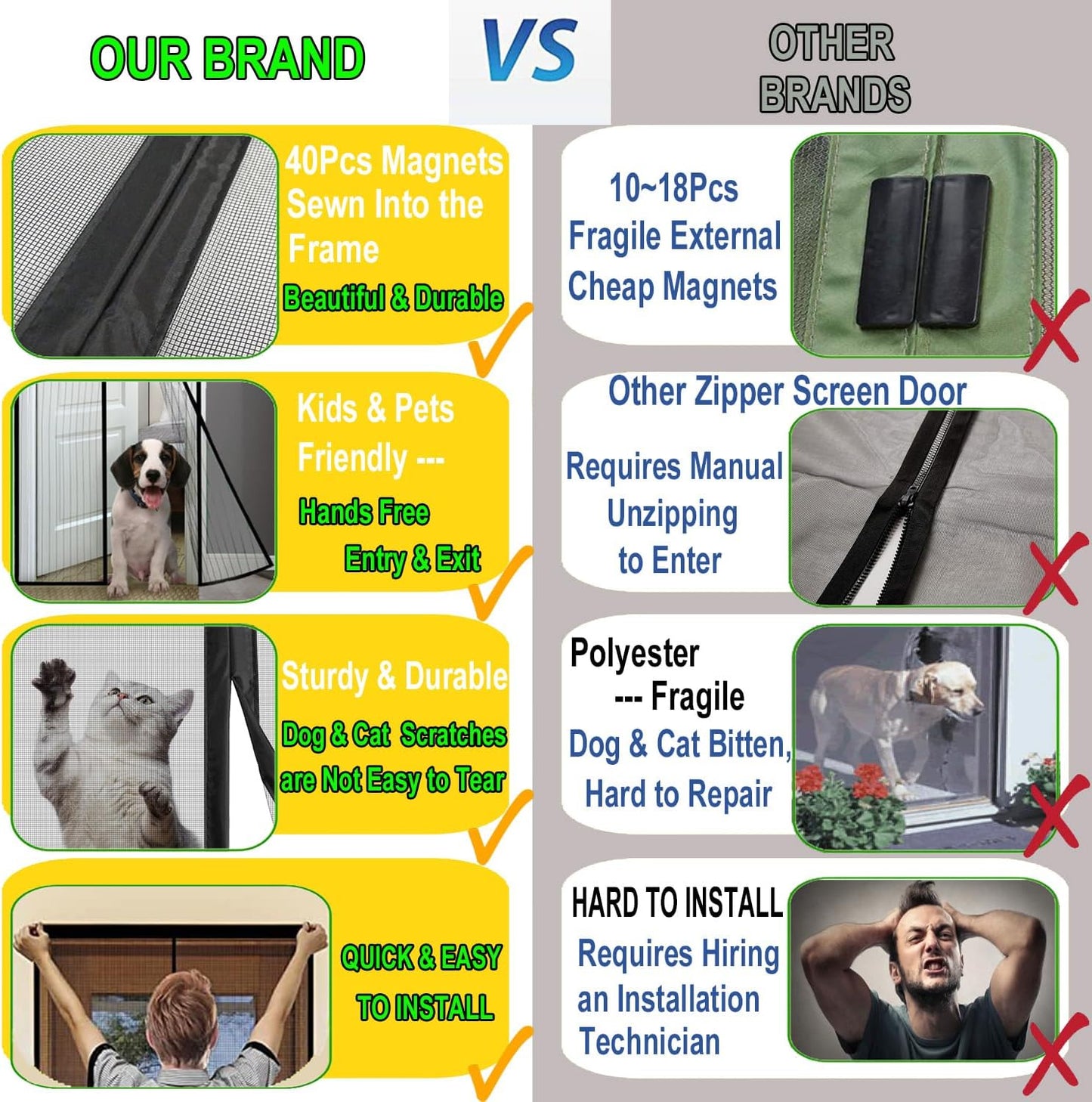 Magnetic Garage Door Screen 16X12Ft for 2 3 Car, Doors Durable Fiberglass Heavy Duty Mesh Magnetic Net, Pets Friendly Retractable for Carport Garage Patio Porch (Black, 16X12Ft)