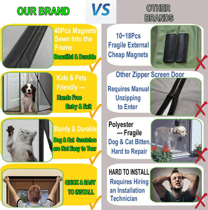 Magnetic Garage Door Screen 16X12Ft for 2 3 Car, Doors Durable Fiberglass Heavy Duty Mesh Magnetic Net, Pets Friendly Retractable for Carport Garage Patio Porch (Black, 16X12Ft)